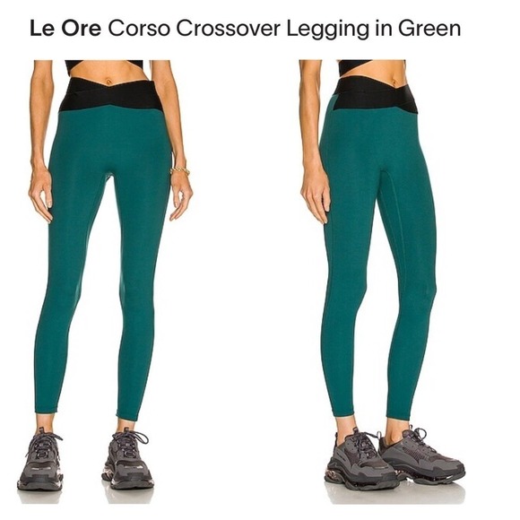 Le Ore Crossover Leggings High Waist Yoga Pants Athletic Green Size XS - Picture 5 of 13